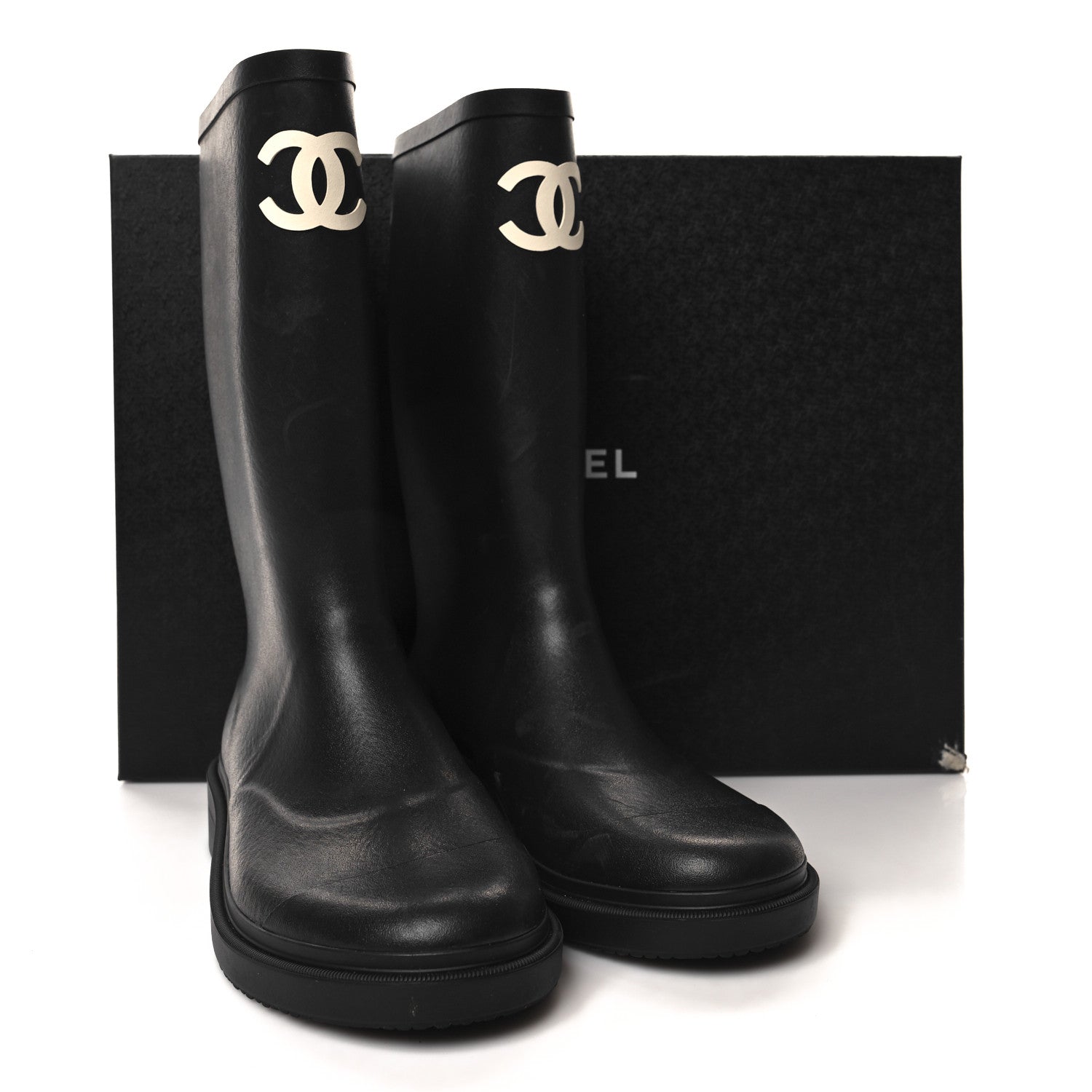 Chanel Caoutchouk CC High Boots 40 Black 9 of 9