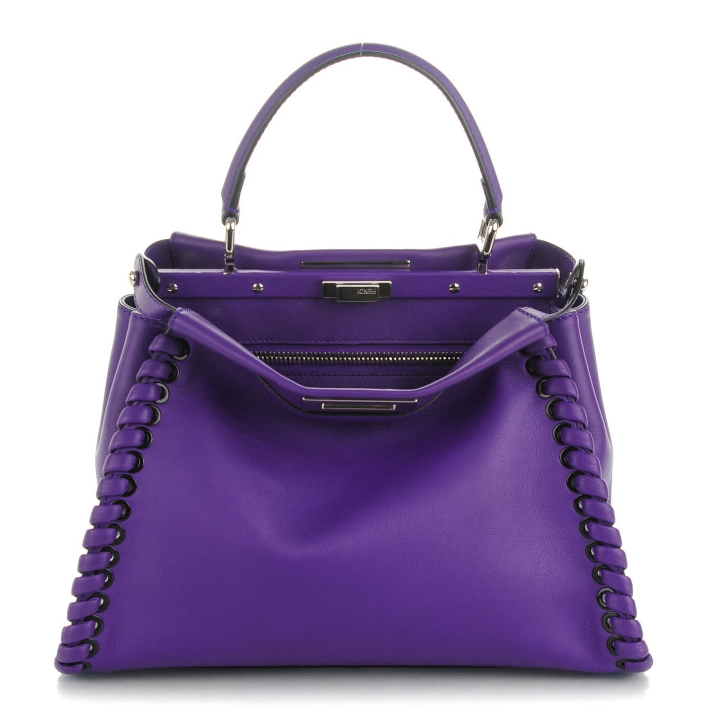 Vitello Seta Lace Up Medium Peekaboo Iconic Satchel Purple Rain