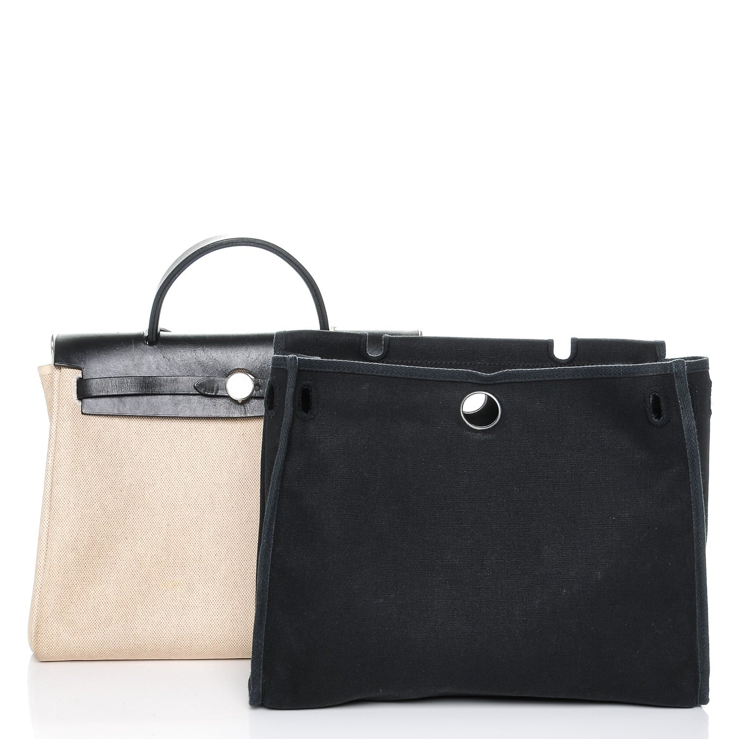 Toile Vache Calfskin Herbag 30 PM Natural Black