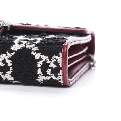 Gucci Tweed GG Monogram Mini Dionysus Chain Wallet Black White Romantic Cherry 10 of 11