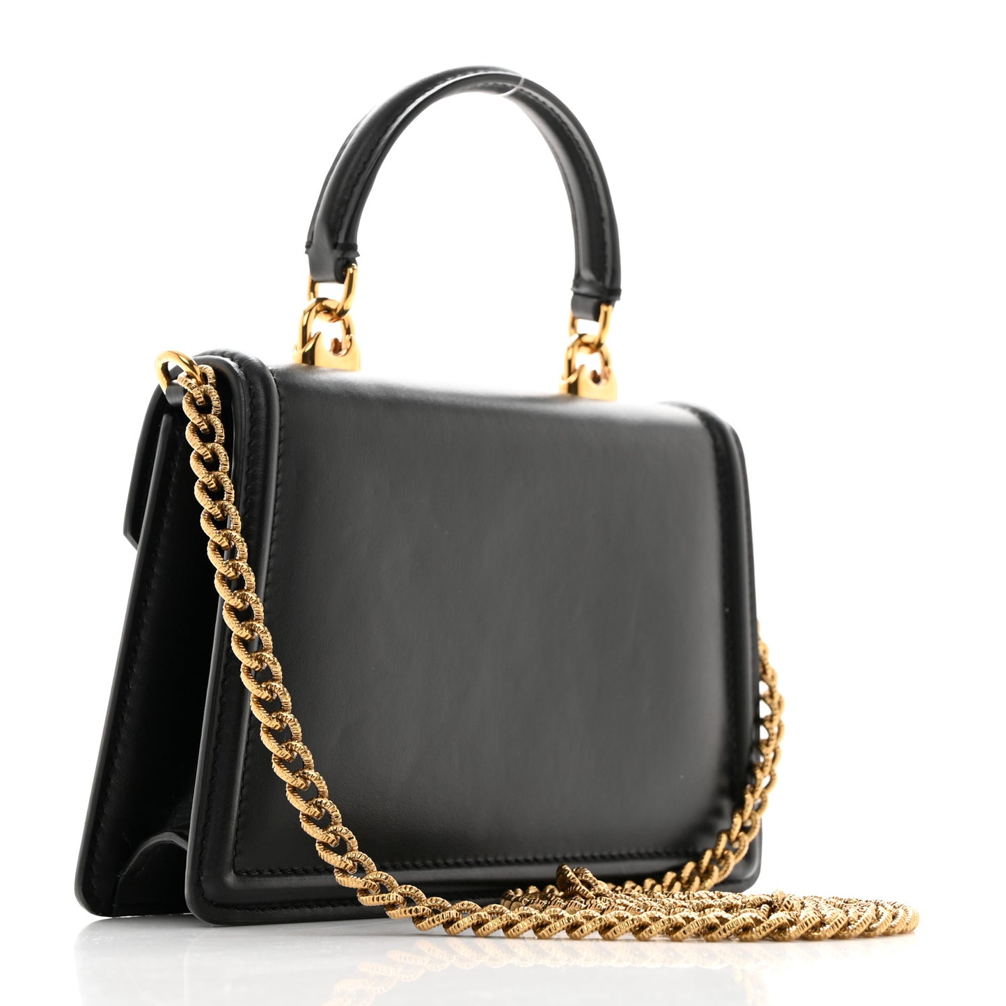 Smooth Calfskin Small Devotion Envelope Top Handle Bag Black