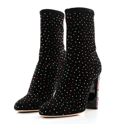 Jimmy Choo Suede Scattered Crystal Embellished Maine 100 Booties 39 Black Multicolor 3 of 8