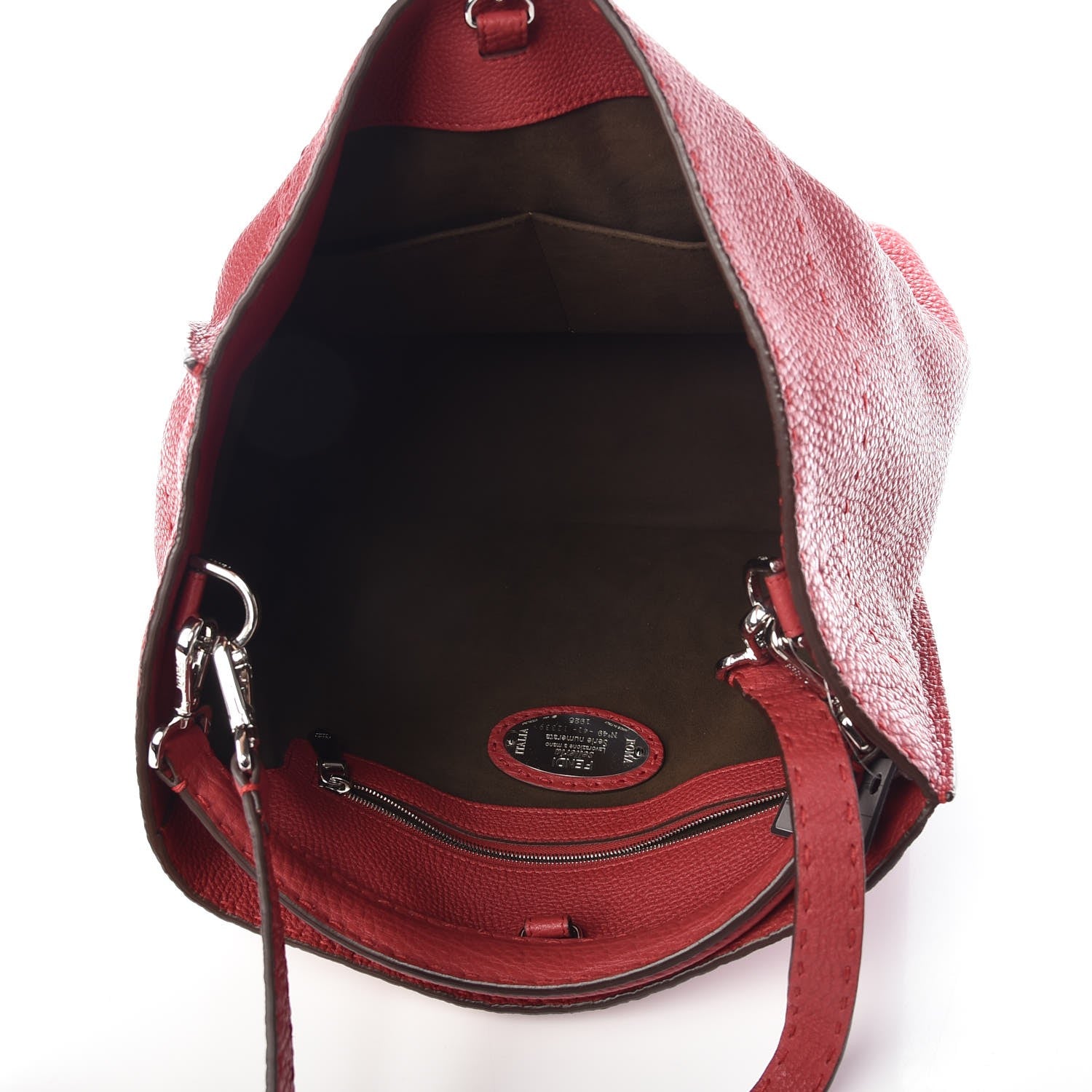 Fendi Cuoio Romano Selleria Large Anna Bucket Bag Rosso 6 of 8
