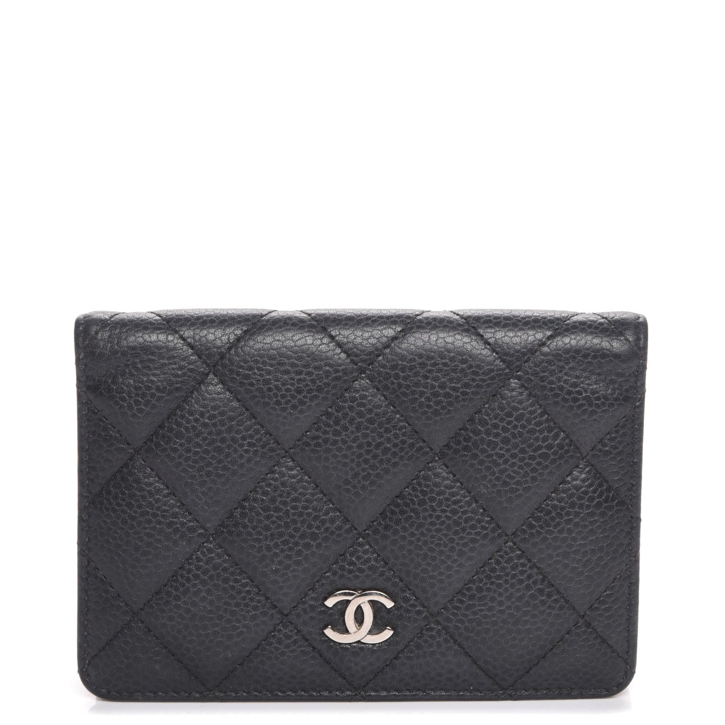 Caviar Quilted Card Holder Wallet Black