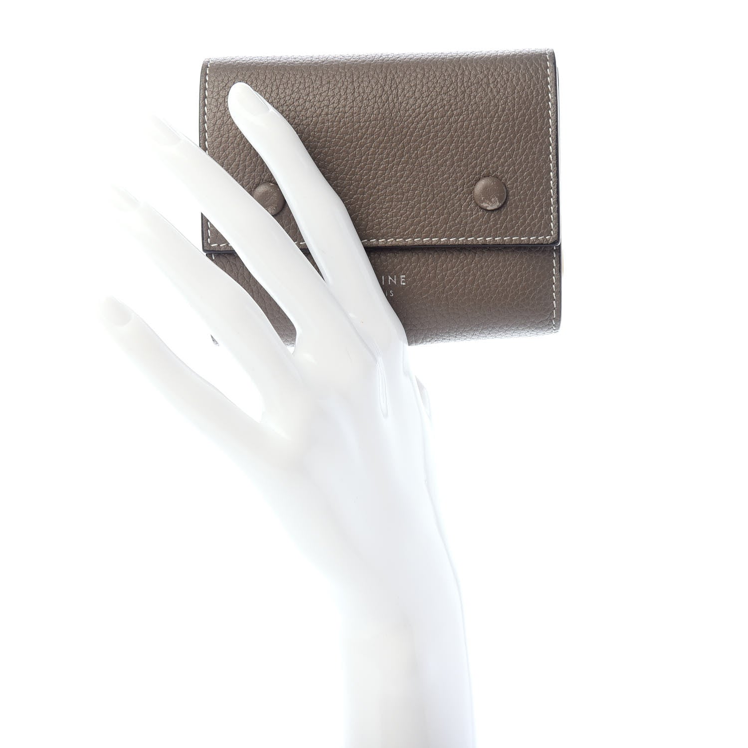 Celine Drummed Calfskin Small Multifunction Folded Wallet Souris 2 of 7