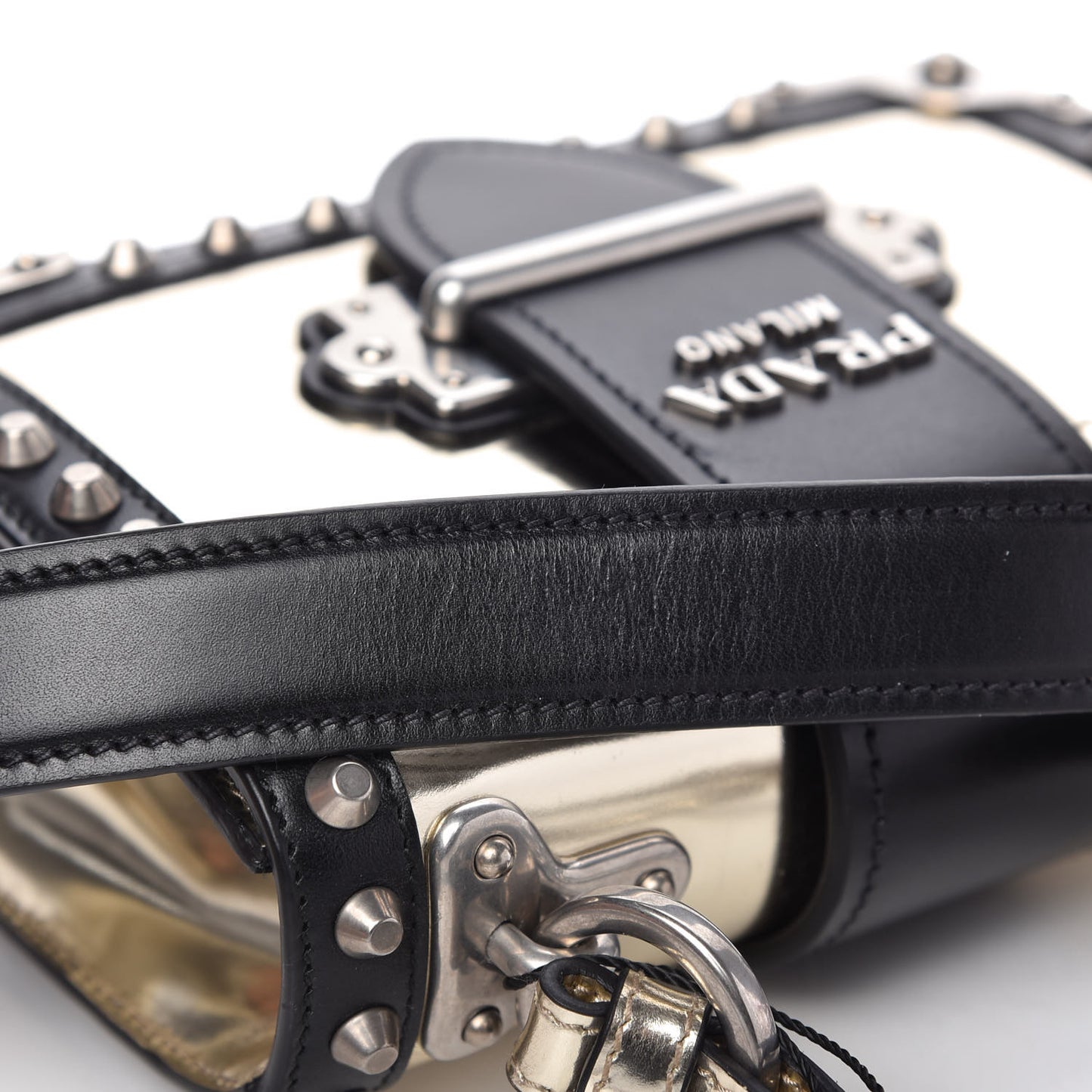 Metallic Vitello Studded Cahier Bag Pirite Black