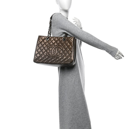 Chanel Metallic Caviar Quilted Grand Shopping Tote GST Bronze 2 of 10