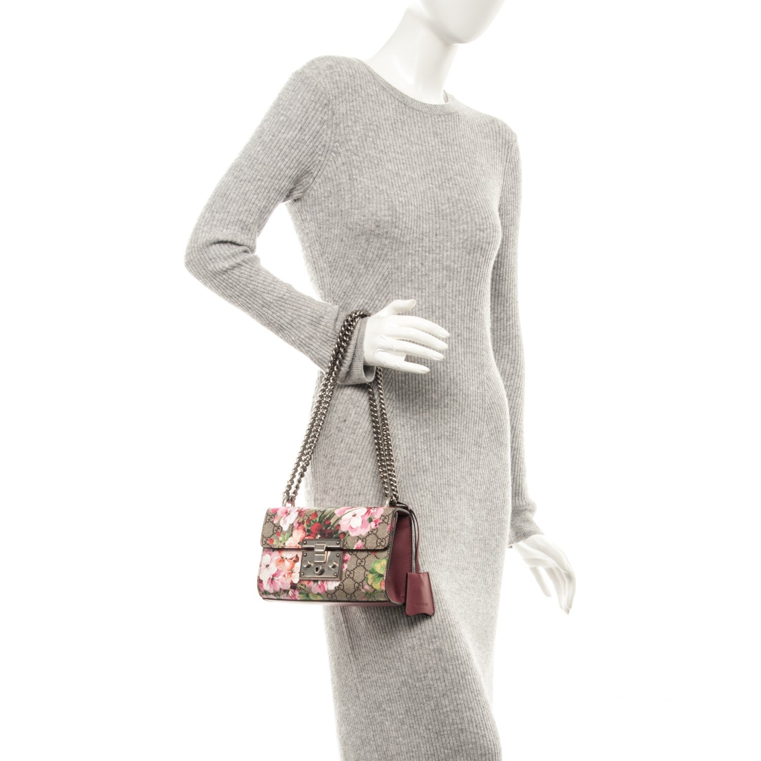 Gucci GG Supreme Monogram Blooms Small Padlock Shoulder Bag Beige Multicolor Dry Rose 2 of 7