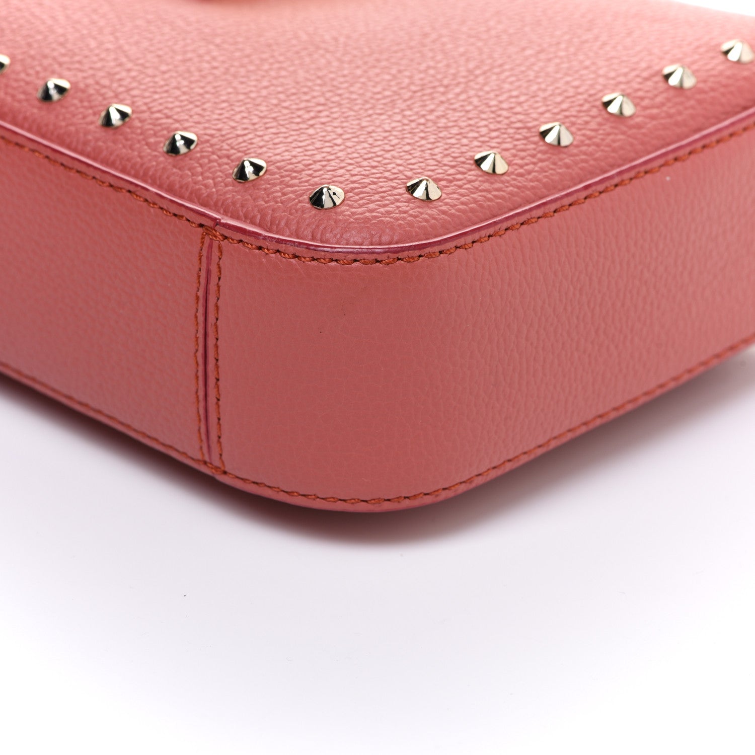 MCM Calfskin Studded Shoulder Bag Pink 10 of 12