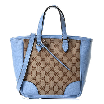 Gucci Monogram Dollar Calfskin Small Bree Tote Beige Ebony Mineral Blue 1 of 6