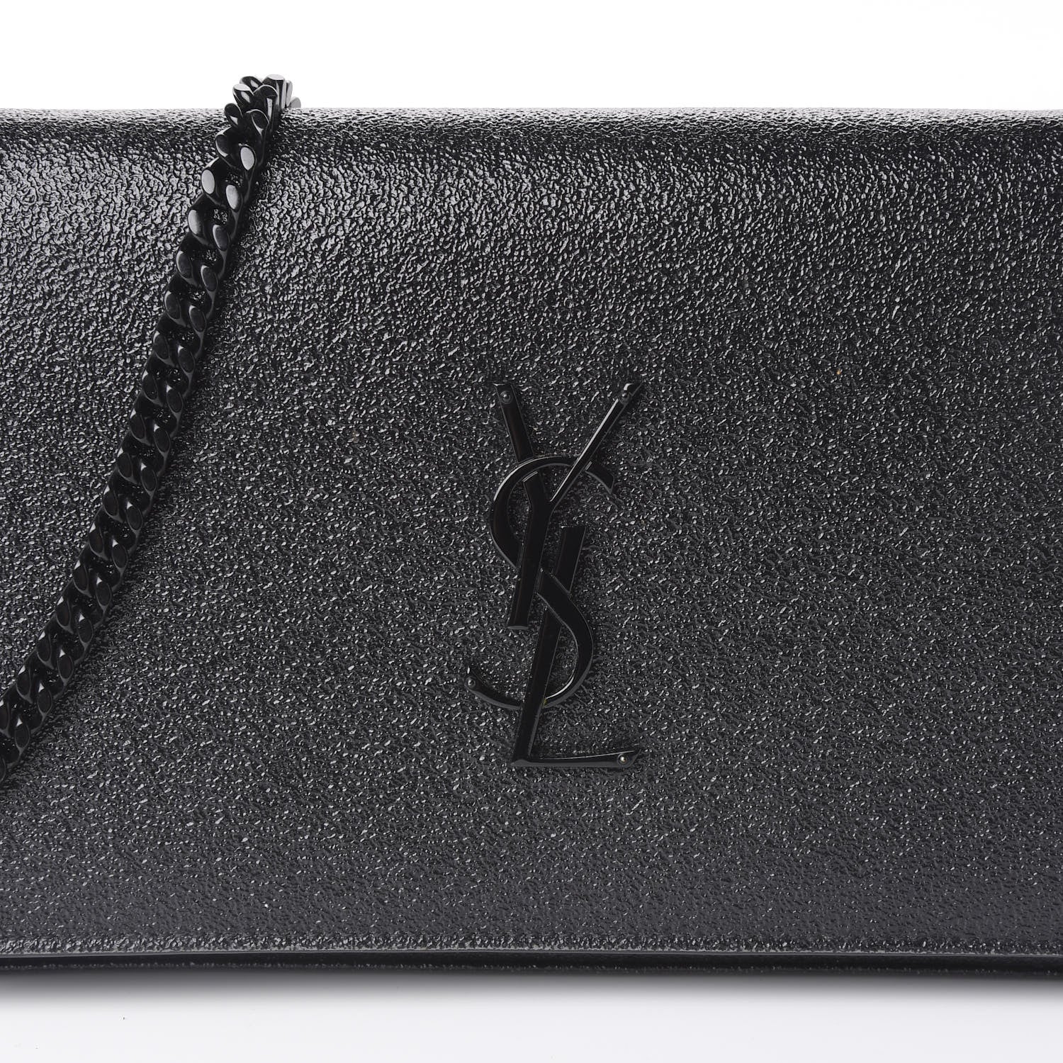 Saint Laurent Grained Metallic Calfskin Monogram Chain Wallet Black 9 of 11