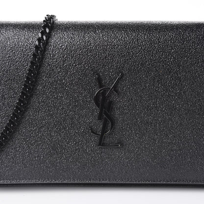 Saint Laurent Grained Metallic Calfskin Monogram Chain Wallet Black 9 of 11
