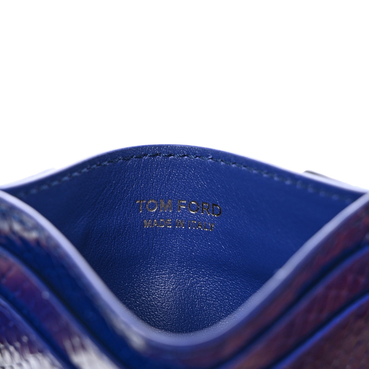 Python Embossed Calfskin Card Holder Yves Blue