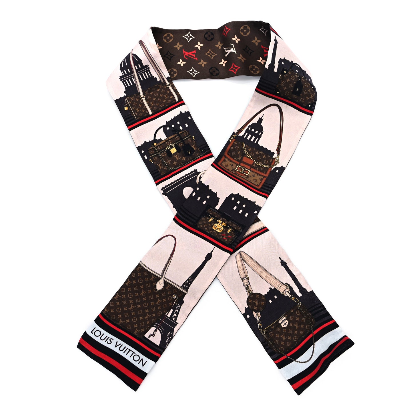 Silk Monogram Skyline Bandeau Marron