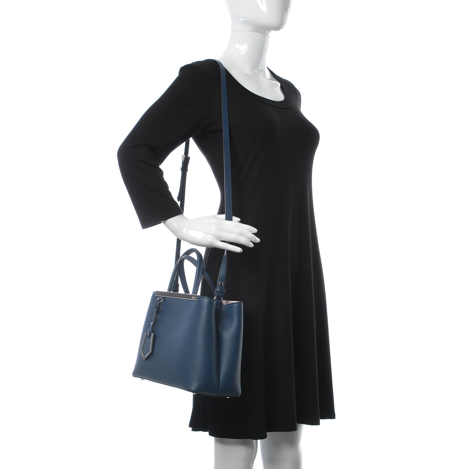 Fendi Vitello Dolce Century Petite 2Jours Tote Blue Rosa Doll 2 of 6