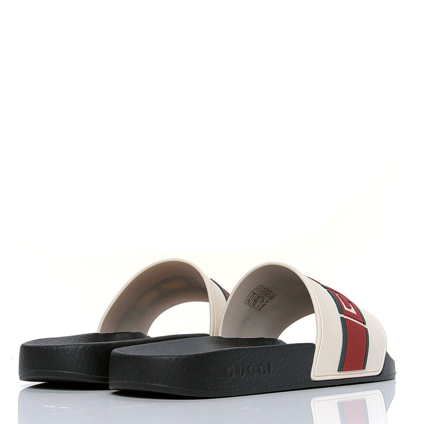 Rubber Stripe Mens Pool Slide Sandals 6 Ecru Green Red