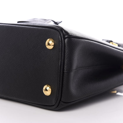 Prada Saffiano Lux Mini Galleria Double Zip Tote Black 7 of 8
