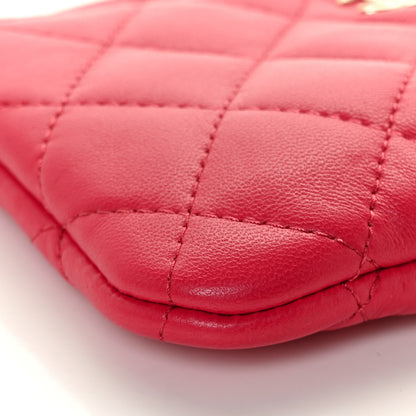 Chanel Lambskin Quilted Small Cosmetic Case Dark Pink 8 of 11
