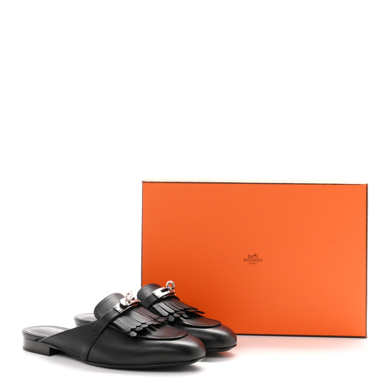 Hermes Fringed Calfskin Oz Mules 36.5 Black 10 of 10