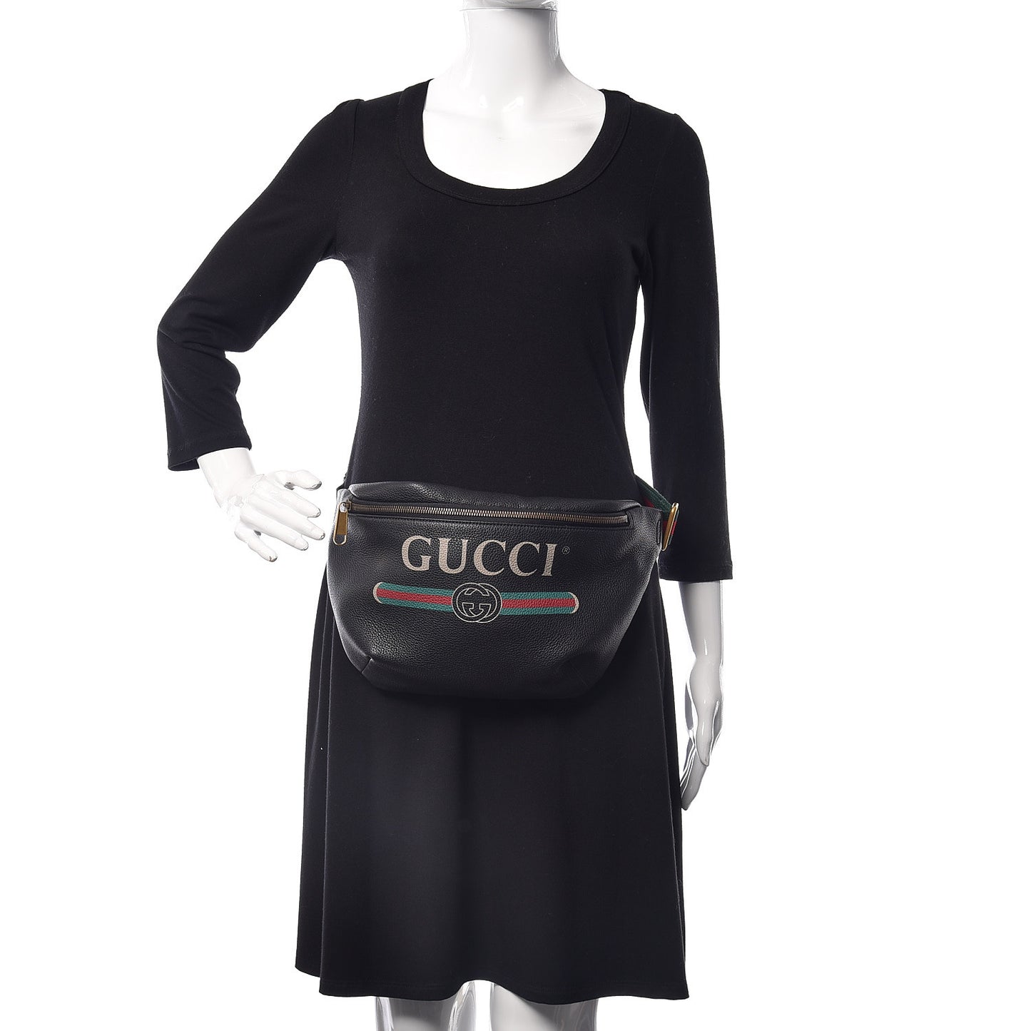 Grained Calfskin Logo Belt Bag Black