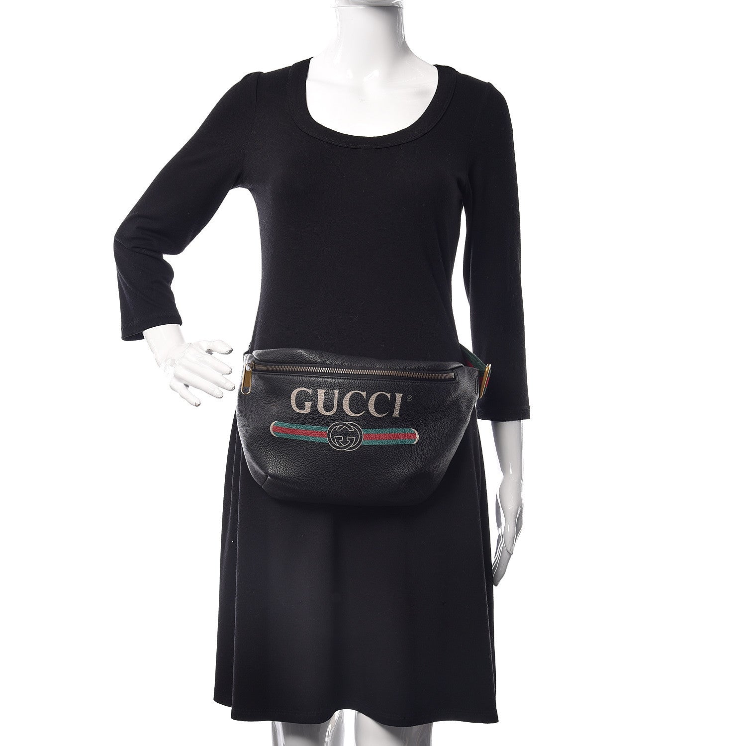 Gucci Grained Calfskin Logo Belt Bag Black 2 of 10