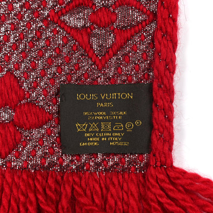 Louis Vuitton Wool Silk Logomania Shine Scarf Rubis 3 of 4