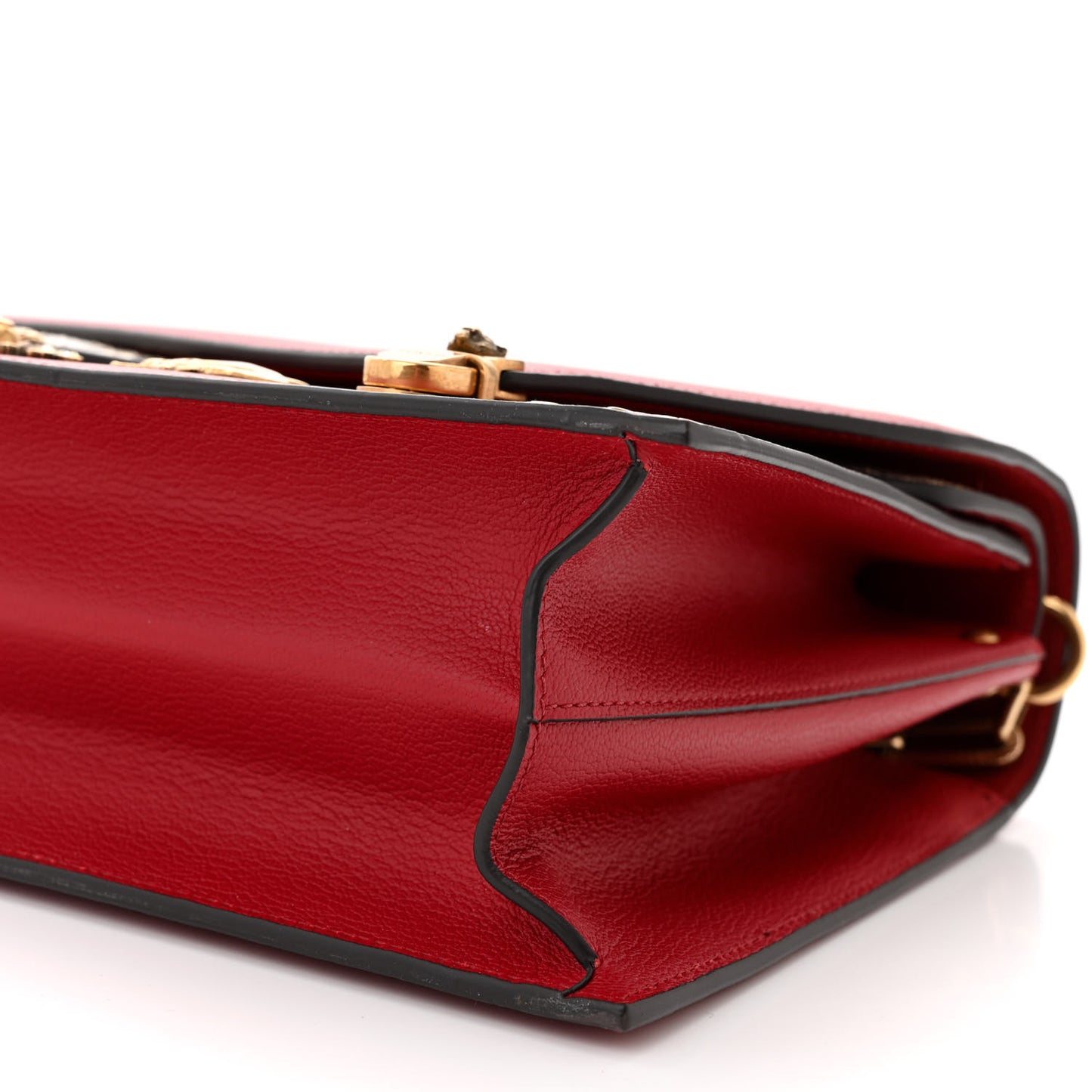 Calfskin Snakeskin Studded Medium Ottilia Top Handle Bag Red