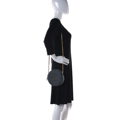 Saint Laurent Denim Quilted Monogram Round Crossbody Bag Rodeo Blue 2 of 10