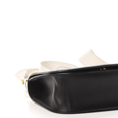 Prada City Calf Pionniere Saddle Bag Black White 6 of 11
