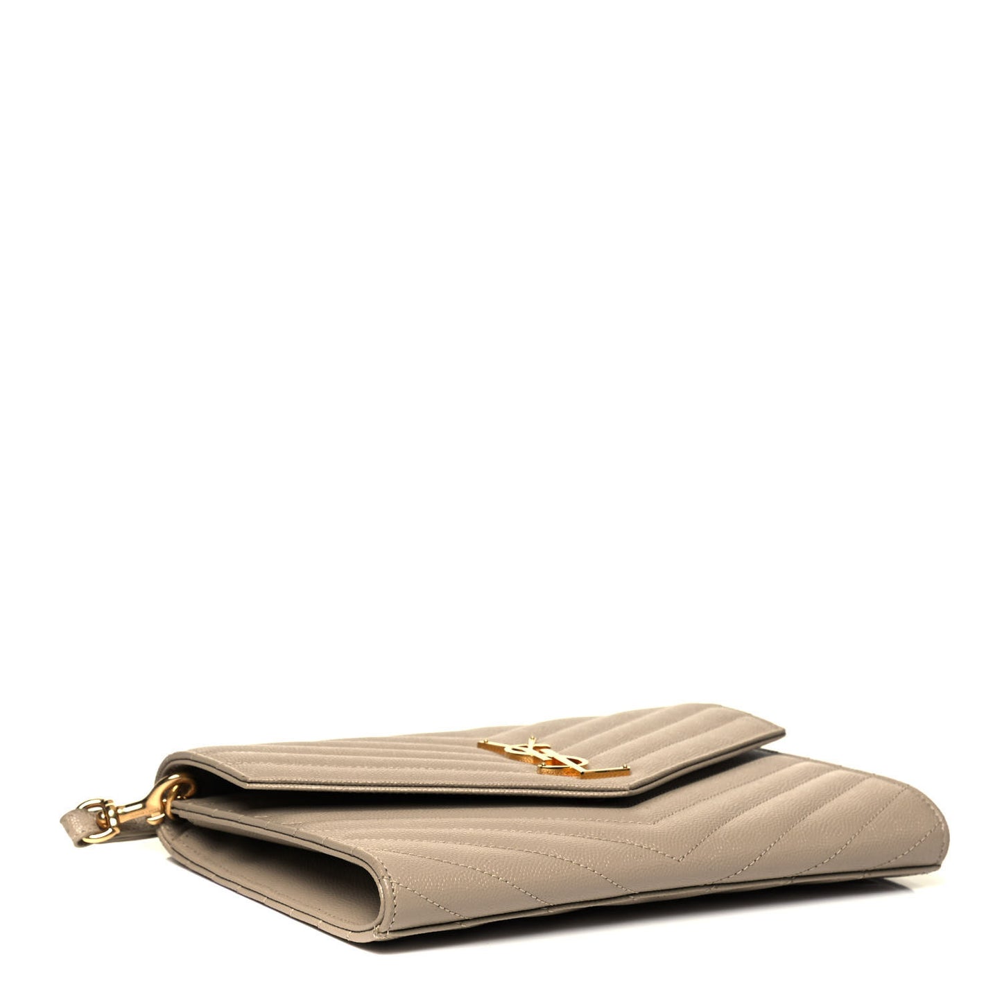 Grain De Poudre Matelasse Chevron Monogram Envelope Clutch Dark Beige