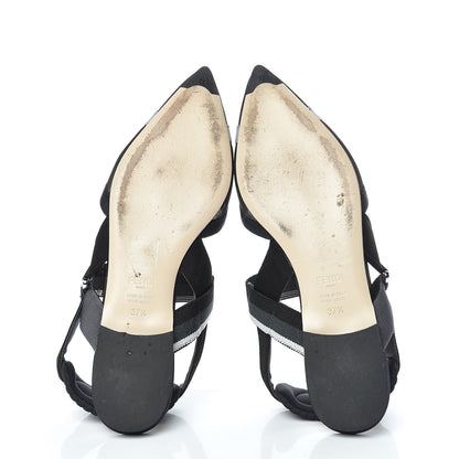 Fendi Technical Mesh Colibri Slingback Ballerina Flats 37.5 Black Asfalto 7 of 15