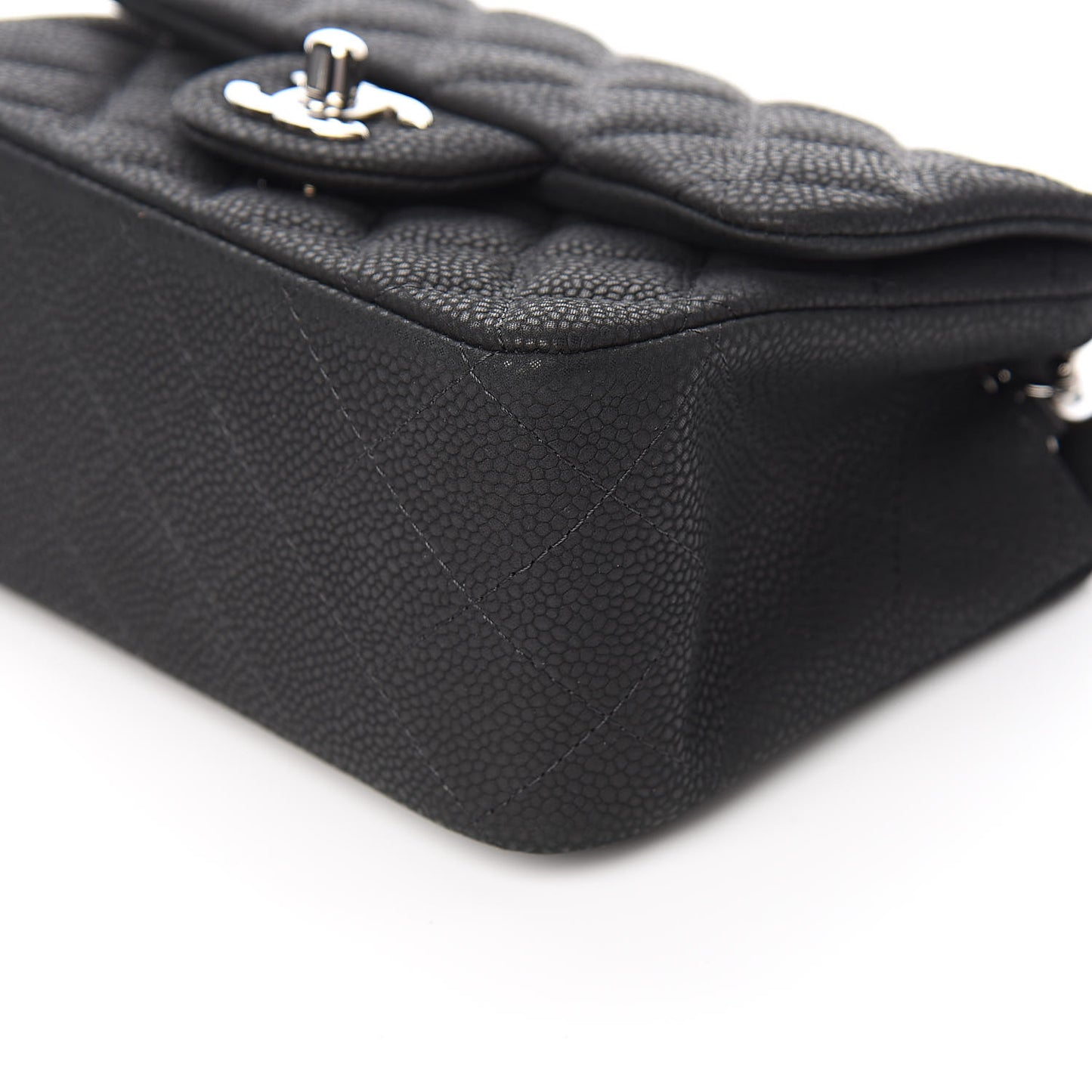 Iridescent Caviar Quilted Mini Square Flap Black