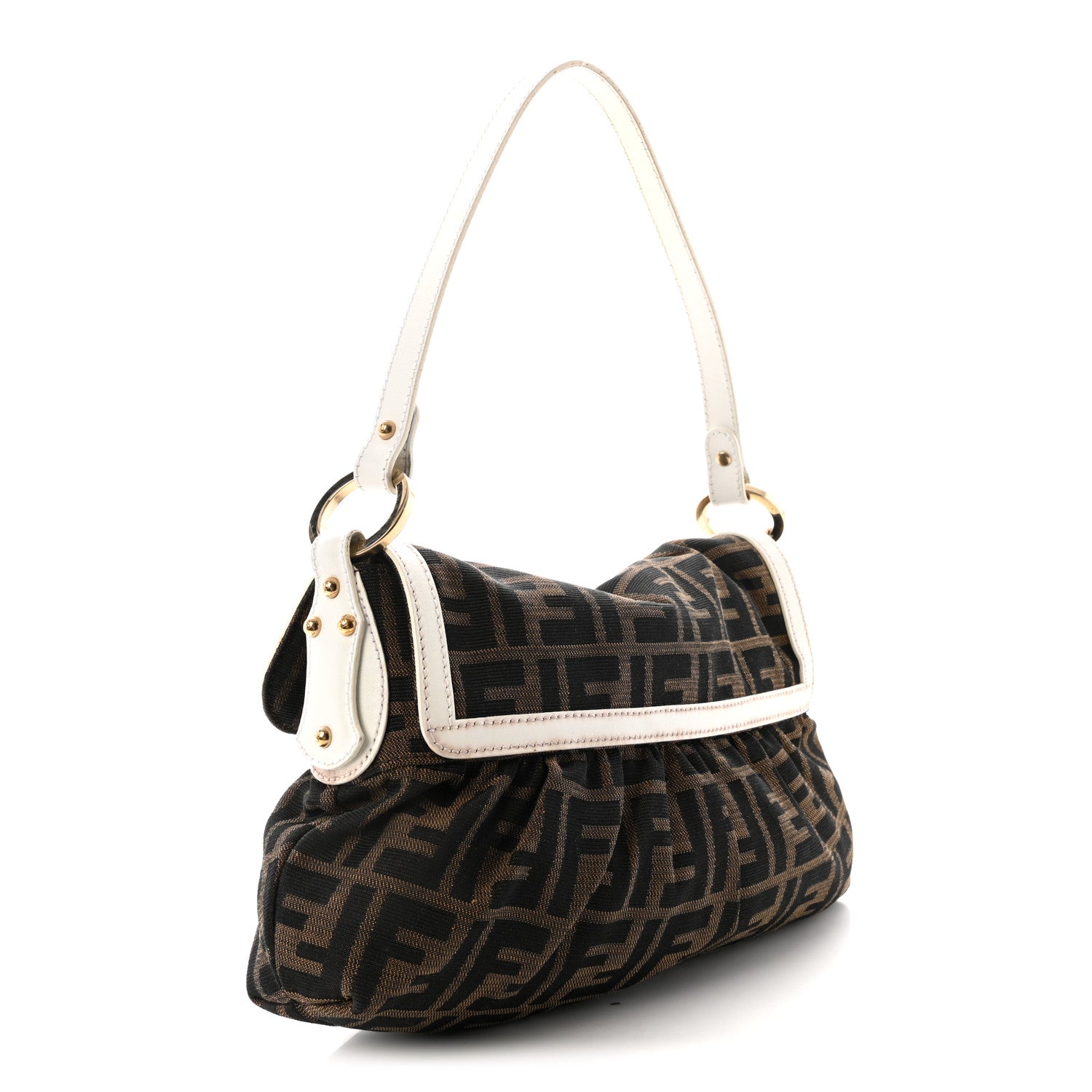 Fendi Zucca Cuoio Lucido Small Chef Shoulder Bag Tobacco White 3 of 9