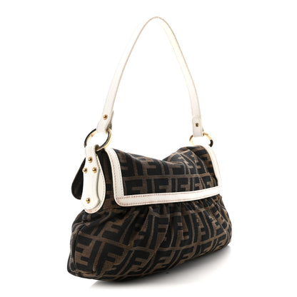 Fendi Zucca Cuoio Lucido Small Chef Shoulder Bag Tobacco White 3 of 9