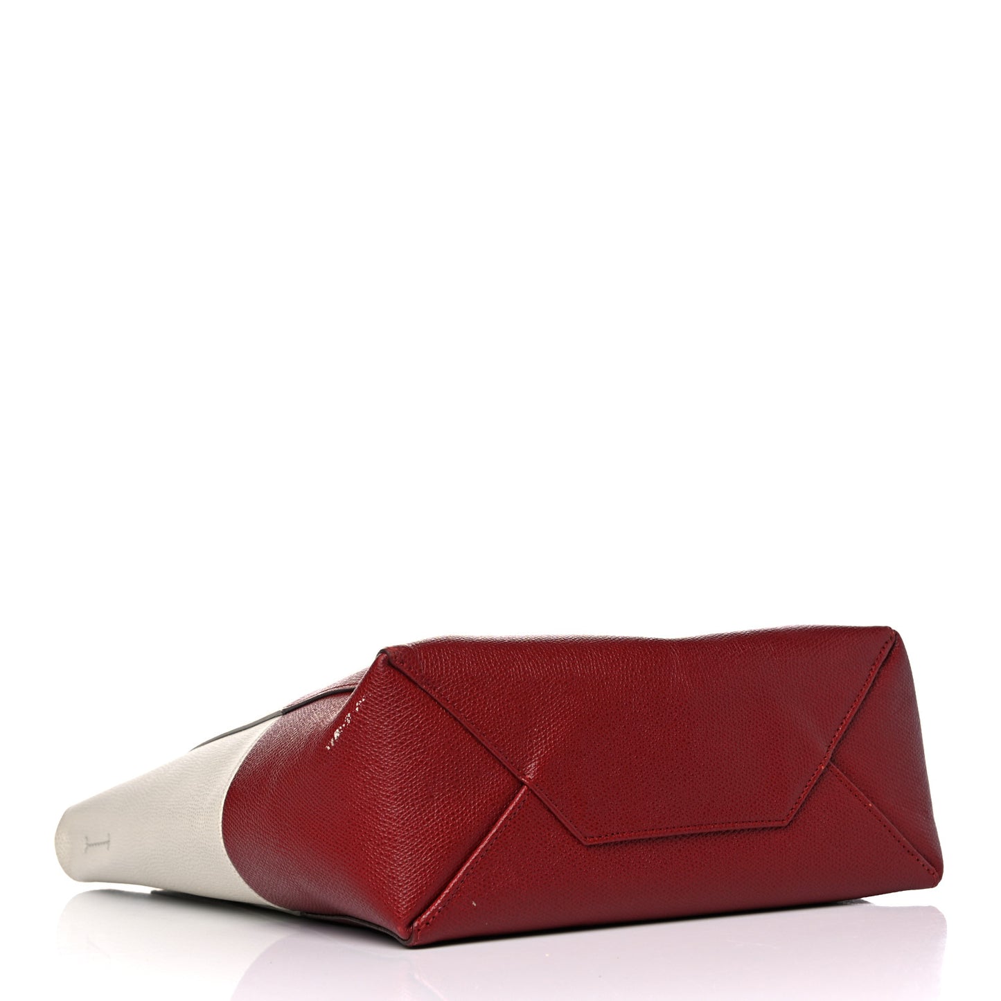 Grained Calfskin Small Vertical Bi-Cabas Cream Red