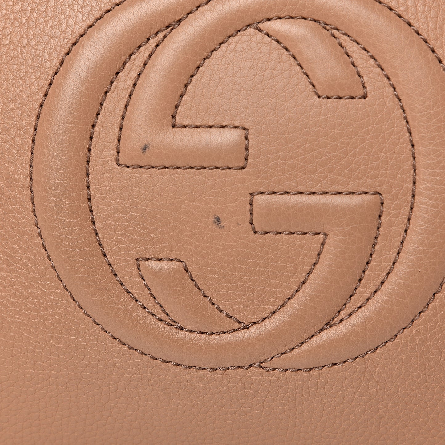 Pebbled Calfskin Small Soho Top Handle Bag Camelia
