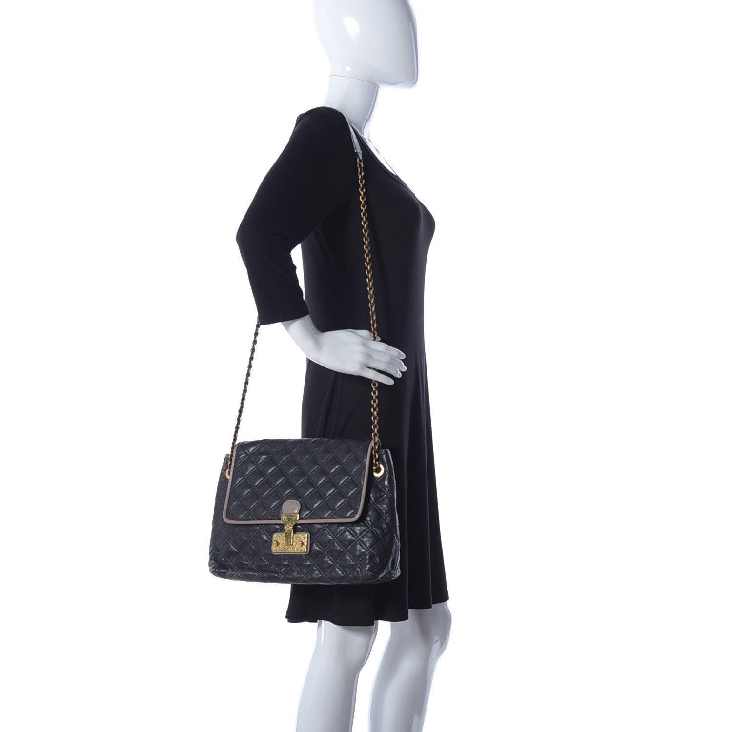 Marc Jacobs Lambskin Quilted Large Baroque Single Flap Bag Black 2 of 18