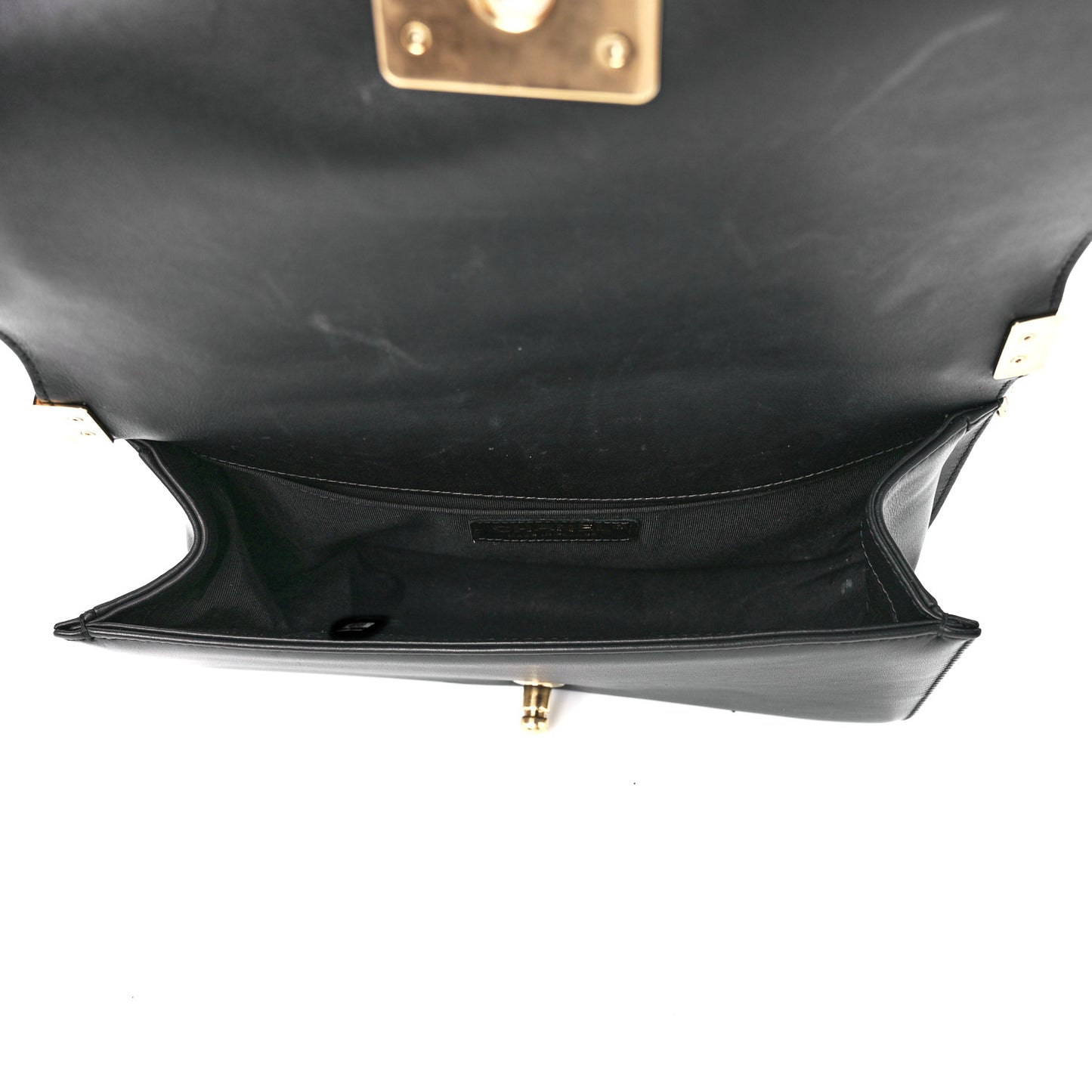 Calfskin Chevron Quilted Medium Boy Flap Black