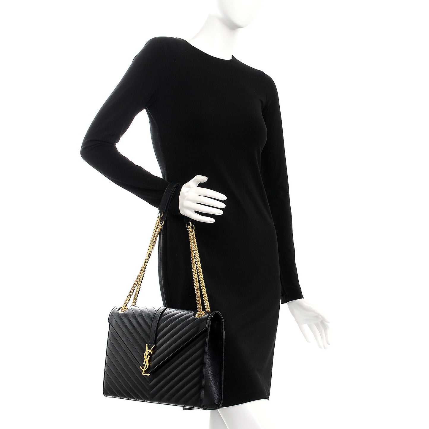 Grain De Poudre Matelasse Chevron Large Monogram Satchel Black
