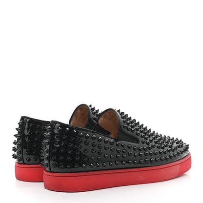 Christian Louboutin Patent Spikes Mens Roller Boat Flats 45 Black 4 of 7