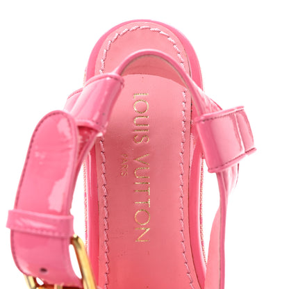 Louis Vuitton Patent Monogram Wedge Sandals 38 Pink 7 of 13