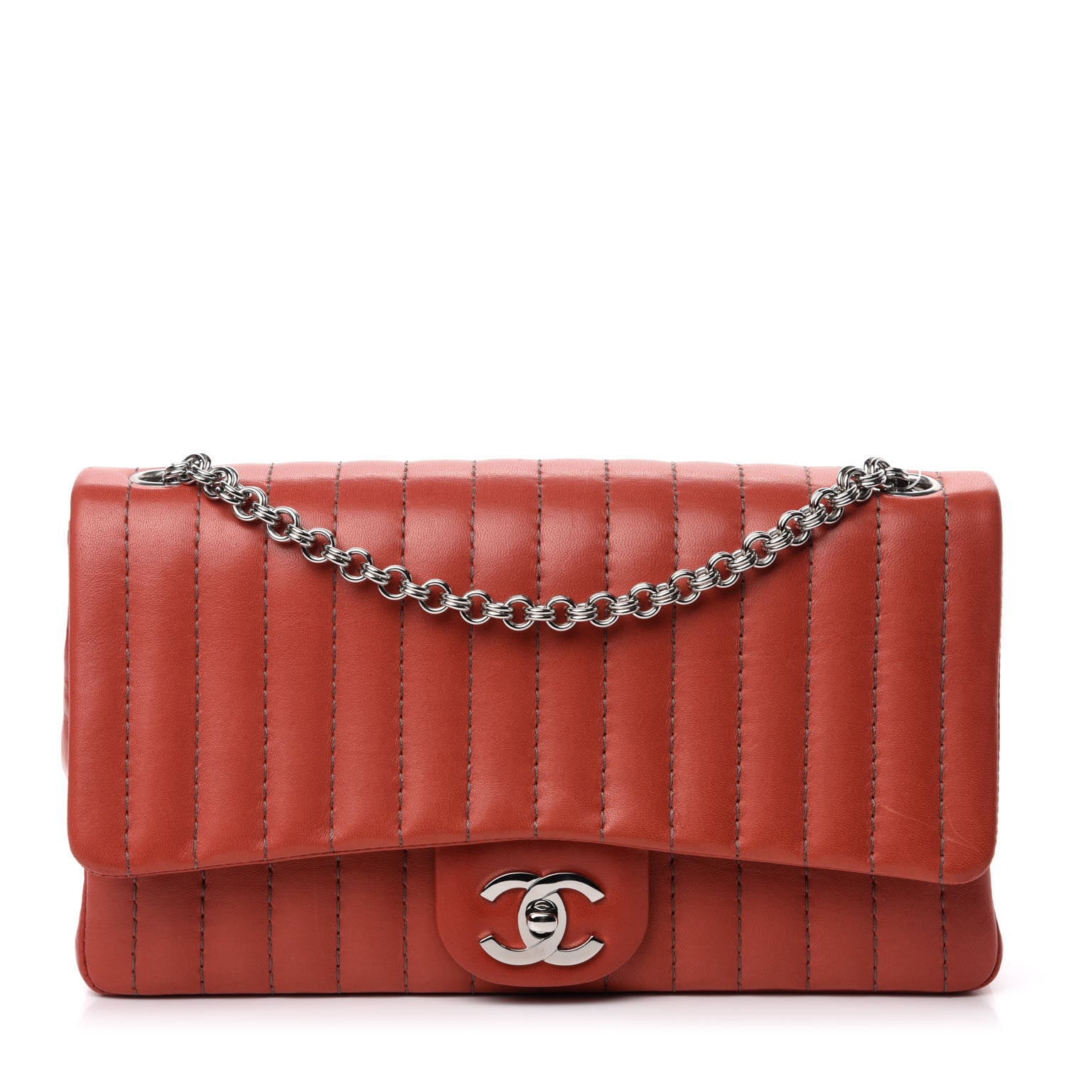 Chanel Lambskin Vertical Quilted Medium Single Flap Red 1 of 13