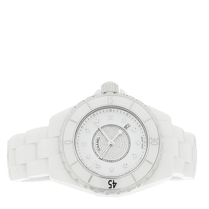 Chanel Stainless Steel Ceramic Diamond Dial 33mm J12 Quartz Watch White 2 of 4
