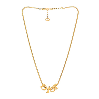 Christian Dior Metal Logo Necklace Gold 3 of 4