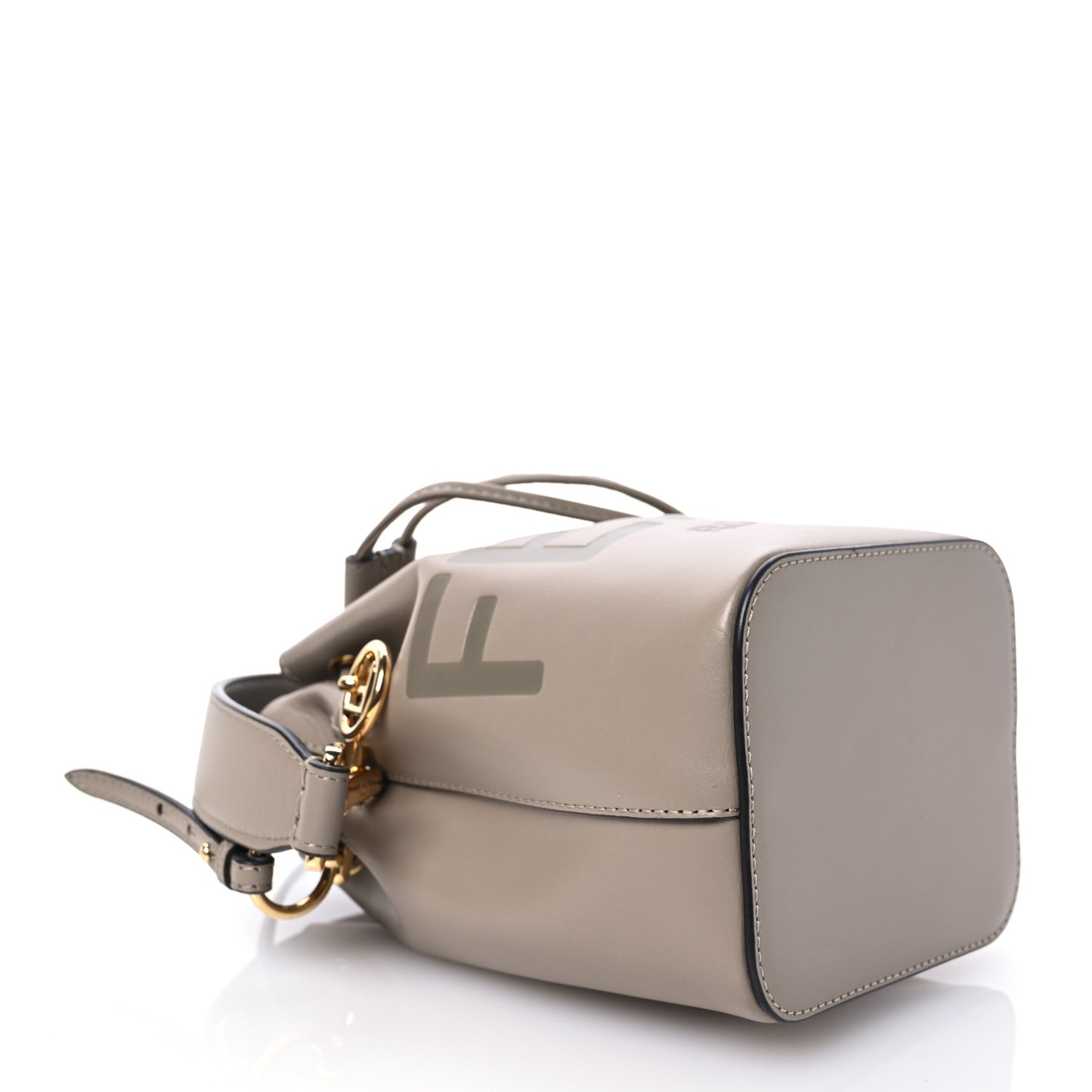 Vitello King F is Fendi Logo Embossed Mini Mon Tresor Bucket Bag Tortora