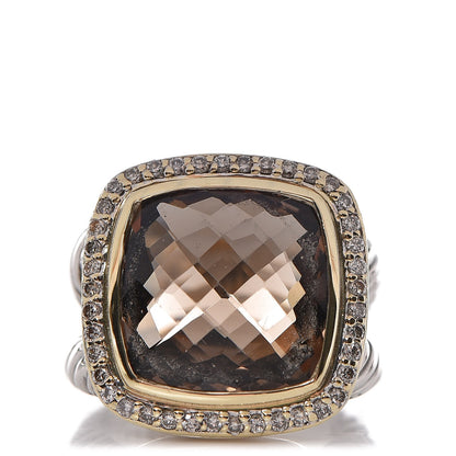 David Yurman Sterling Silver 18K Yellow Gold Diamond Smoky Quartz 14mm Albion Ring 52 6 1 of 6