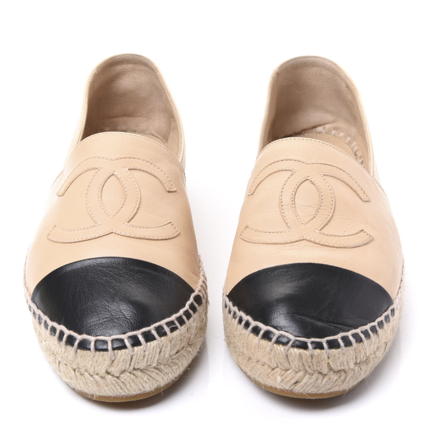 Lambskin CC Espadrilles 38 Beige Black