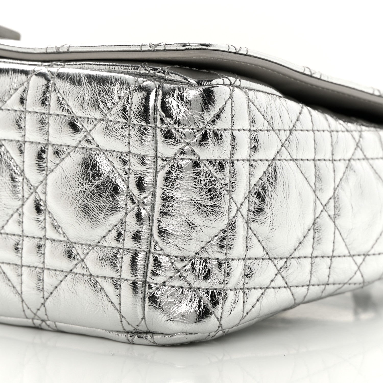 Christian Dior Metallic Calfskin Cannage Medium Caro Bag Argent 10 of 12