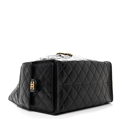 Chanel Shiny Crumpled Calfskin Quilted Medium Chanel 25 Handbag Black 4 of 10