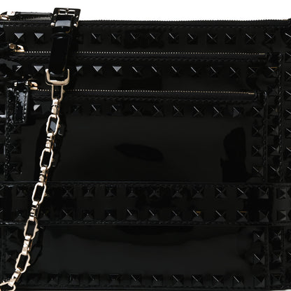 Valentino Garavani Patent Calfskin Rockstud Crossbody Pouch Bag Black 10 of 12